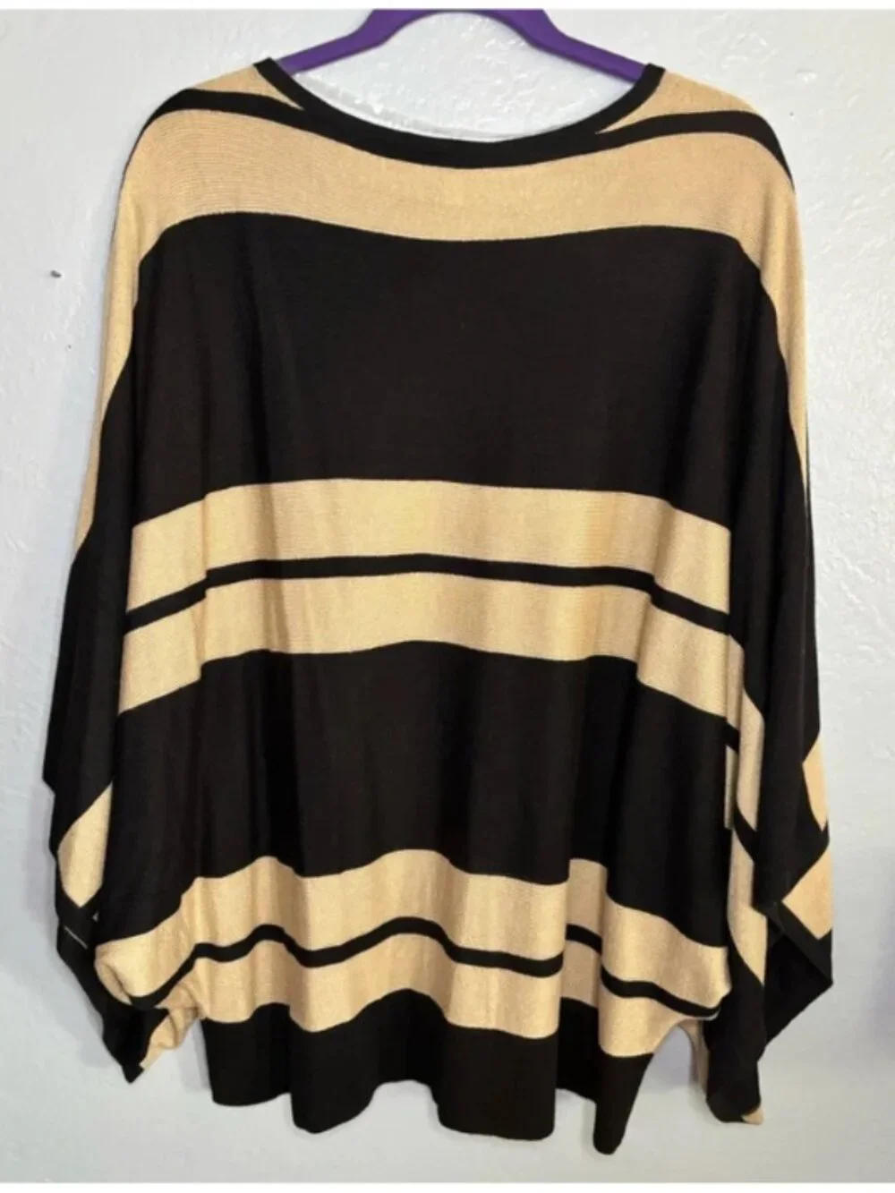 Black Label by Chico's Cashmere Blend Neutral/Black Striped Sweater Size 1 (Med)